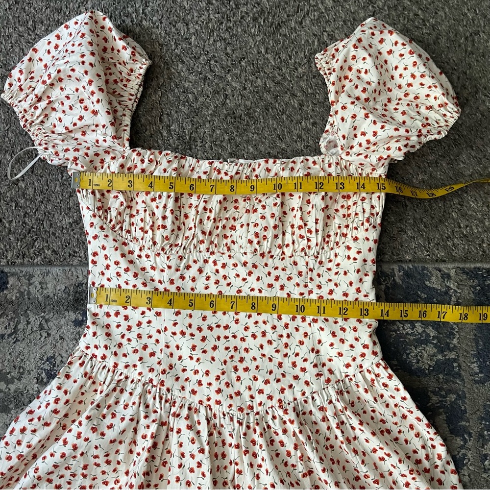 NWT Reformation Cottagecore Marielle Puff Sleeve Mini Dress In Fresa Sz 4 - Picture 12 of 15